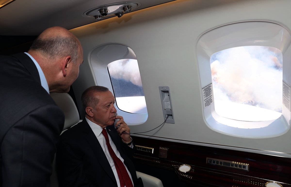 Cumhurbaşkanı Erdoğan, yangının meydana geldiği Marmaris te #3