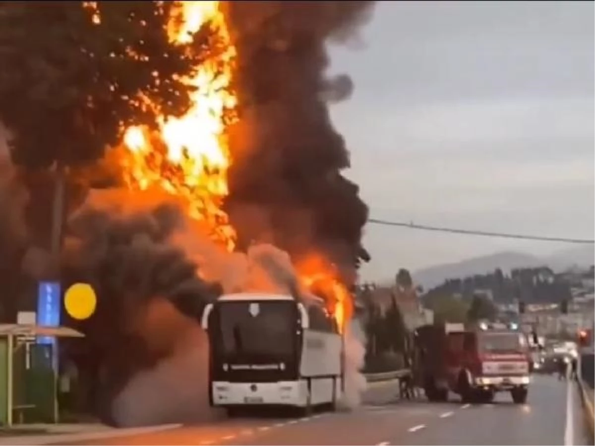 Yalovaspor oyuncularının taşındığı otobüs alev alev yandı