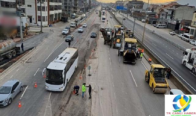Köseköy Koridoru Alikahya Stadyum irtibat yolu çalışmaları kapsamında D-100 İstanbul istikametinde asfalt ve yol çizgi imalatları tamamlandı